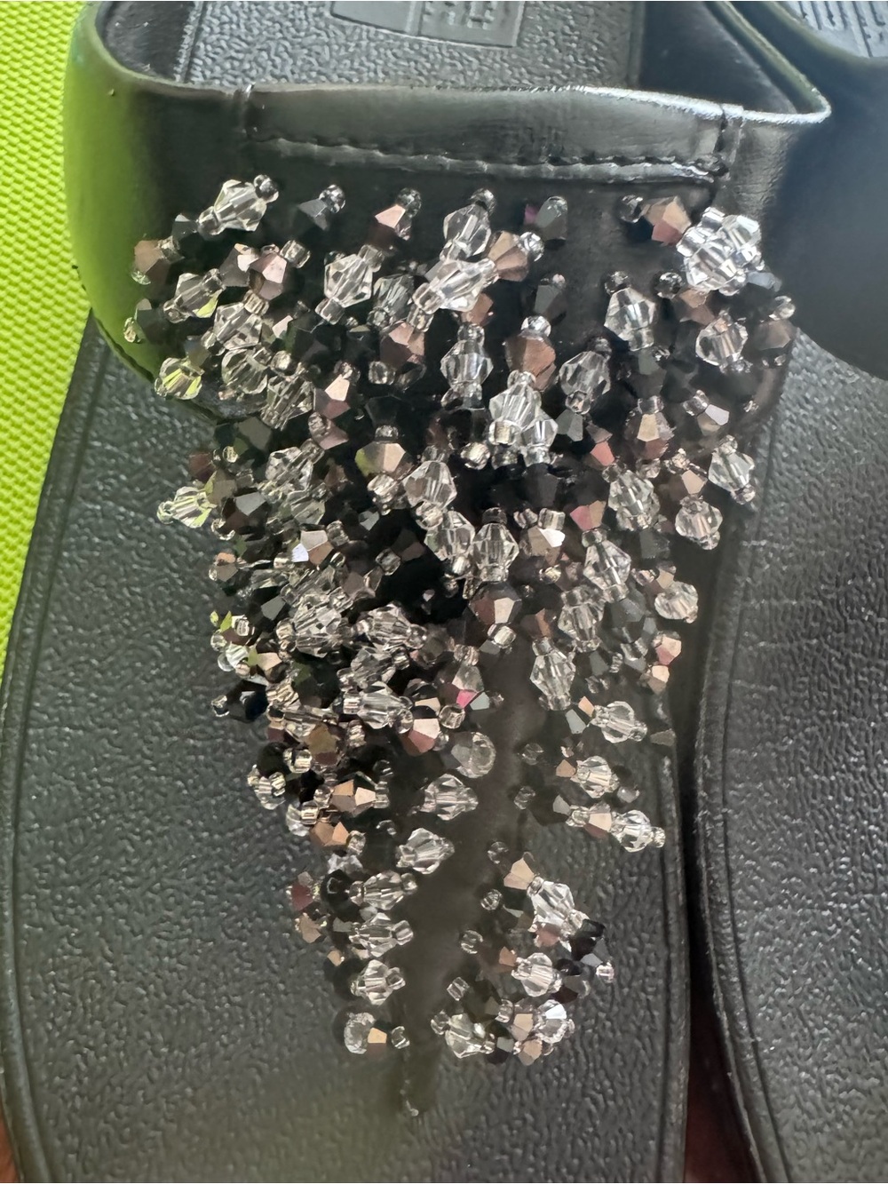 Fitflop Black Textured Slide Sandals with Thong Strap - Picture 4 of 12